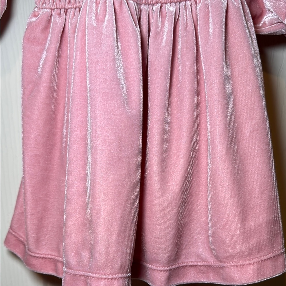 Old Navy Smocked Velvet Dress Pink Toddler Girls Size 12-18 Months - Picture 2 of 5